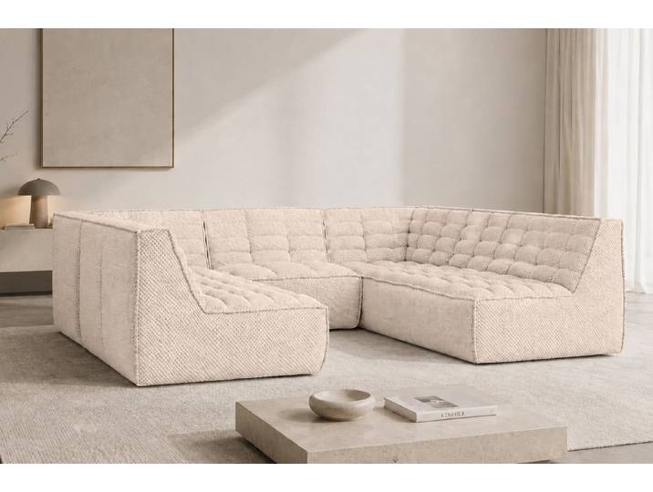 Kaiser Möbel Ecksofa Corner U Sofa für das Wohnzimmer aus POP Stoff,LAZY Corner U, Wohnlandschaft / U-Sofa, Corner-U-Form, Tiefe Sitzfläche, Frei im Raum stellbar