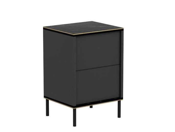 Livetastic Nachttisch Imaj Nachttisch, Anthrazit, Schwarz, Marmoroptik, 40x60x35 cm, einfacher Aufbau, Schlafzimmer, Nachttische