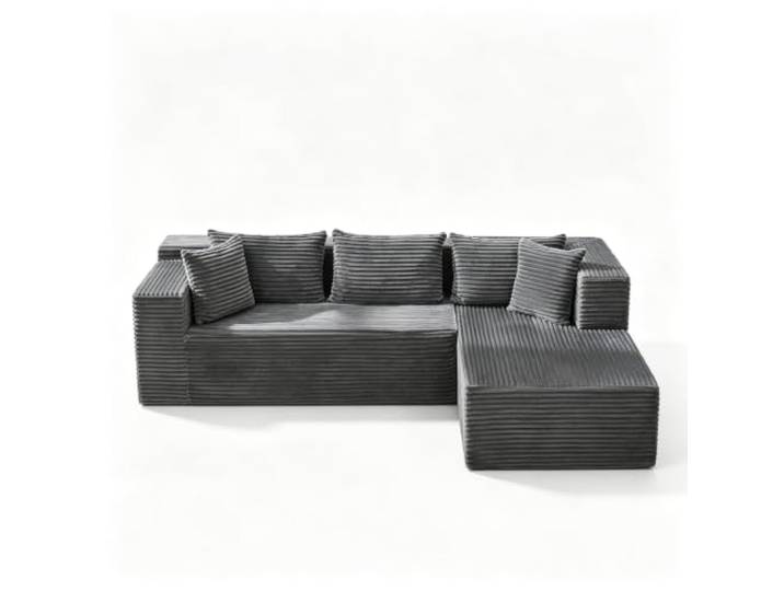 Koioplie Cloud-Sofa L-förmig 270 cm Chaiselongue 25 mm Samt Grau Modular erweiterbar, weiche Polsterung, platzsparend, ohne Montage