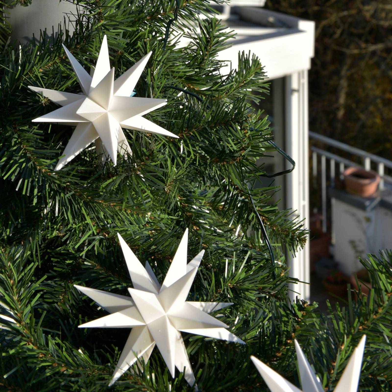 STERNTALER In bianco - Ghirlanda luminosa LED con 9 stelle per esterni Sterne, Bianco / Opale, Plastica