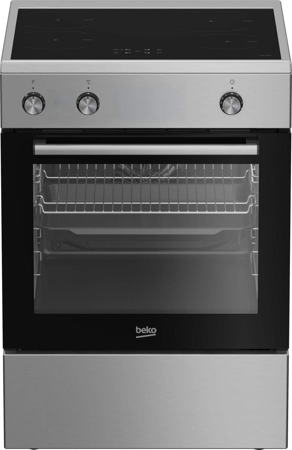 Beko FBE69100X, Freistehender Herd, Edelstahl, Drehregler, Touchsteuerung, Edelstahl, Front / Top front, Emaille
