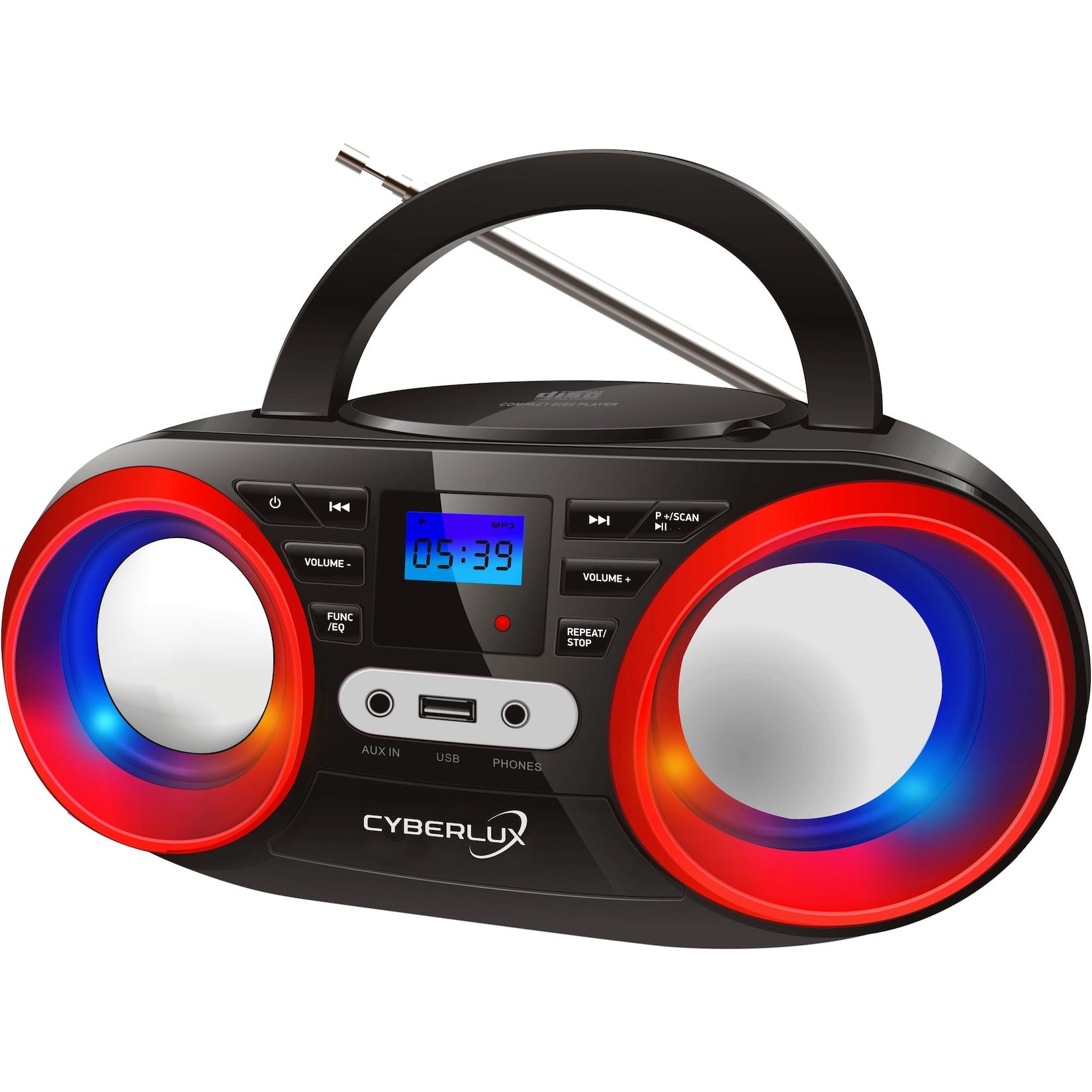 Cyberlux CD-Player m. LED-Beleuchtung USB Kinder Radio Schwarz/Rot