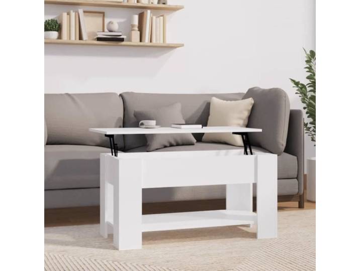 Promo Table de Salon LMT - Table basse Blanc 101x49x52 cm Bois d'ingénierie 28 4Kg