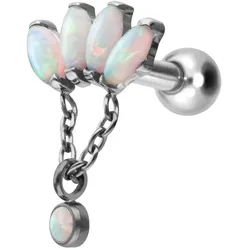 Titan Ohrpiercing mit Innengewinde LOTUSBLÜTE + SYNTHETISCHE OPALE