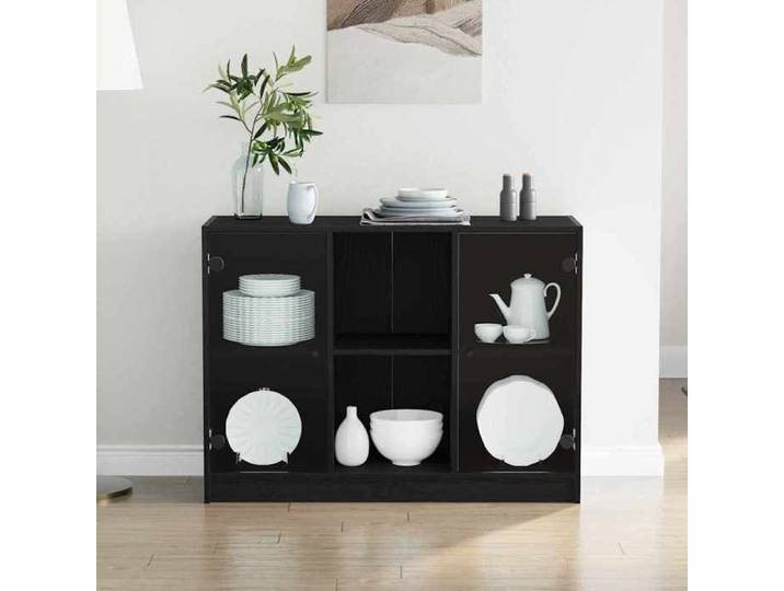 Noir Commode Salon CHIC Buffet bas/Cabinet 1 PC Chêne noir 100x37x75.5 cm N12491