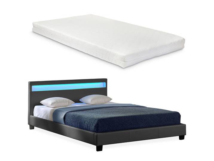 POLSTERBETT Paris mit Matratze und LED-Beleuchtung