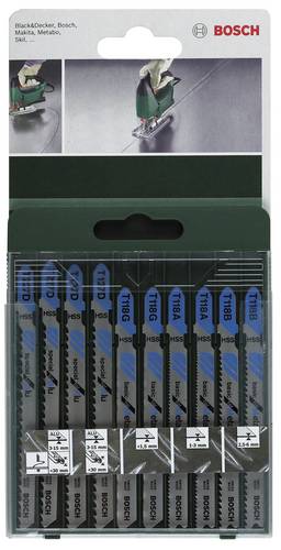 Bosch Accessories 2609256745 10tlg. Stichsägeblatt-Set T-Schaft T 118A (2x) T 118 B (2x) T 118G (2x) T 127 D (2x) T 227