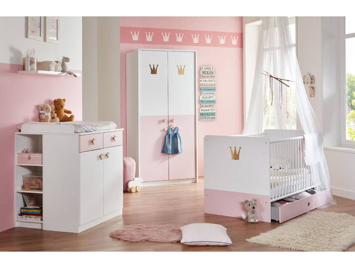 Wickelkommode WIMEX Cindy2 , rosa (weiß, rosé), B:91cm H:101cm T:75cm, Holzwerkstoff, Wickelkommoden, Wickelkommode, umbaufähig zur Kommode
