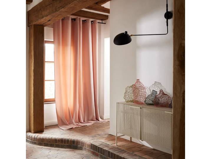 Rideau velours mat au tissage dense rose 135x350 cm