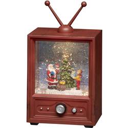 Konstsmide 4372-000 LED-Szenerie Fernseher mit Weihnachtsmann und Kind Warmweiß LED Bunt wählbare Energieversorgung, beschneit, mit Wasser gefüllt, mit