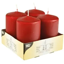 Papstar 4er-Pack Stumpenkerzen Ø 50 mm rot