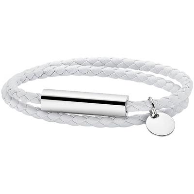 Armband "Schmuck Geschenk Armband Mikrofaserleder/Edelstahl", silber (edelstahlfarben, weiß), ANISTON JEWELRY & WATCHES, Armbänder, Damen, 19cm, Edelstahl Lederfaserstoff, Edelstahl, Lederfaserstoff, Armband