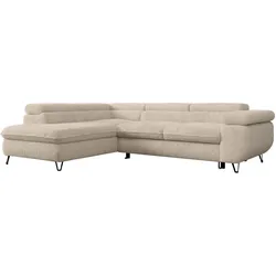 ECKSOFA PEDRO L Ecru Plüsch - Links Seite