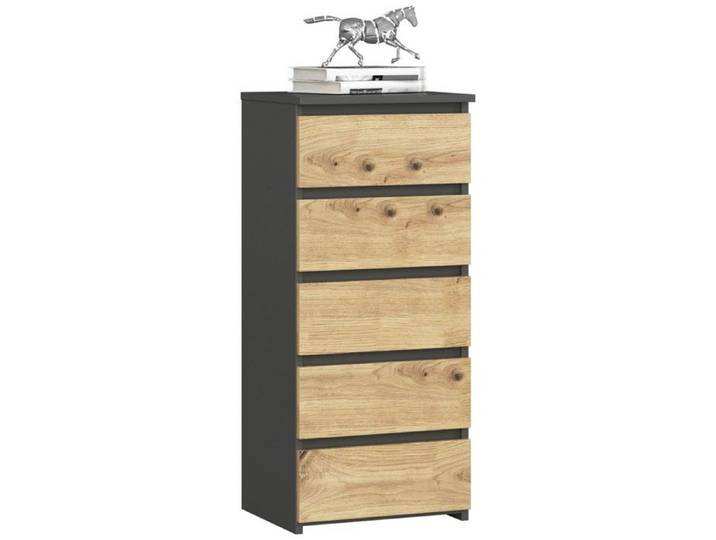 Commode AKORD CL5 Gris Graphite 40 cm 5 tiroirs façade Chêne Artisan 40x35x92 cm