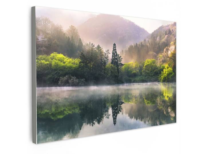 LEINWANDBILD Natur - Bäume - Berge - See - Wasser Gemälde 60x40 cm