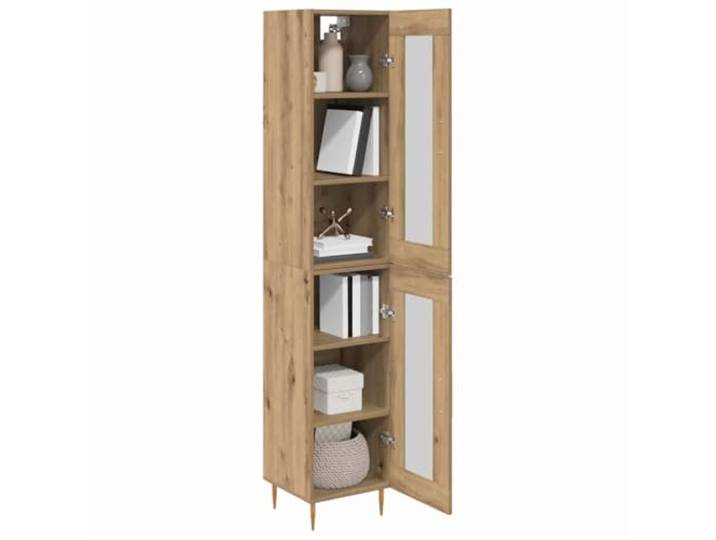 KTHLBRH Sideboard 2 Stück Eiche Handwerk 34,5 x 34 x 180 cm Technisches Holz, Metallgriffe, 6 Einlegeböden, 2 Scharniertüren, für Wohnzimmer