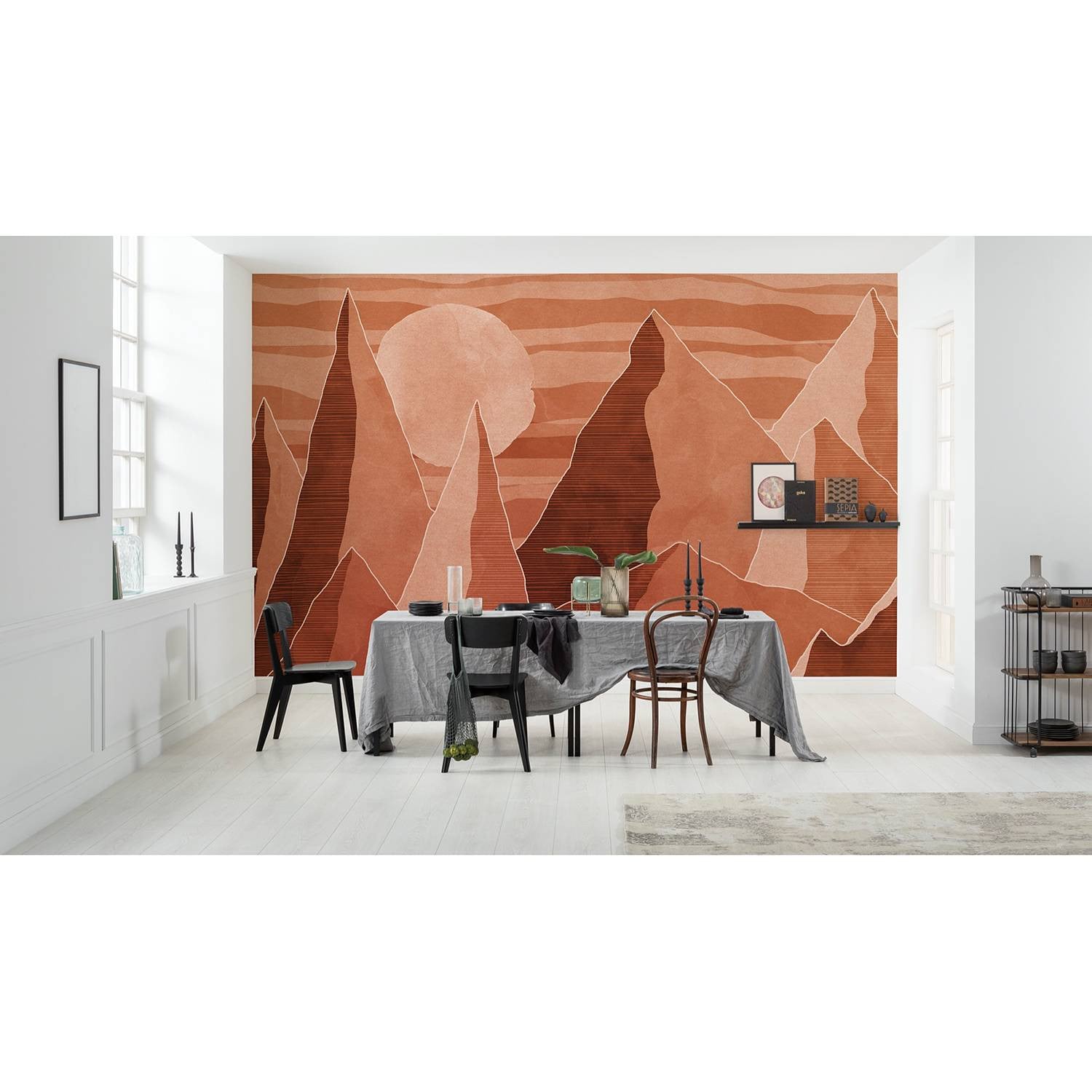 home24 Vlies-fotobehang Desert Mile Abstract Modern Rood/Oranje Breedte: 400 cm, Hoogte: 280 cm