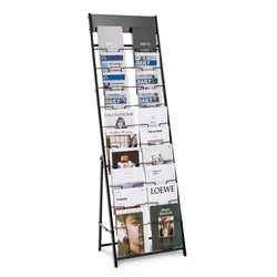 VEVOR Prospektständer Zeitschriftenständer mit 20 Taschen, Literaturständer Kataloghalter Schrägsteller aus Metall, Buchständer Bodenaufsteller für Messe Büroshows Ausstellung, Displayständer