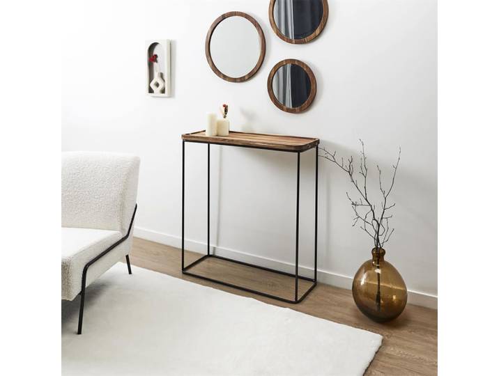 Console en métal filaire et plateau en acacia