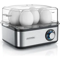 Arendo Edelstahl Eierkocher 8-fach, 500 W, Edelstahl, Warmhaltefunktion, Härtegrad einstellbar, silber, Eierkocher, Silber