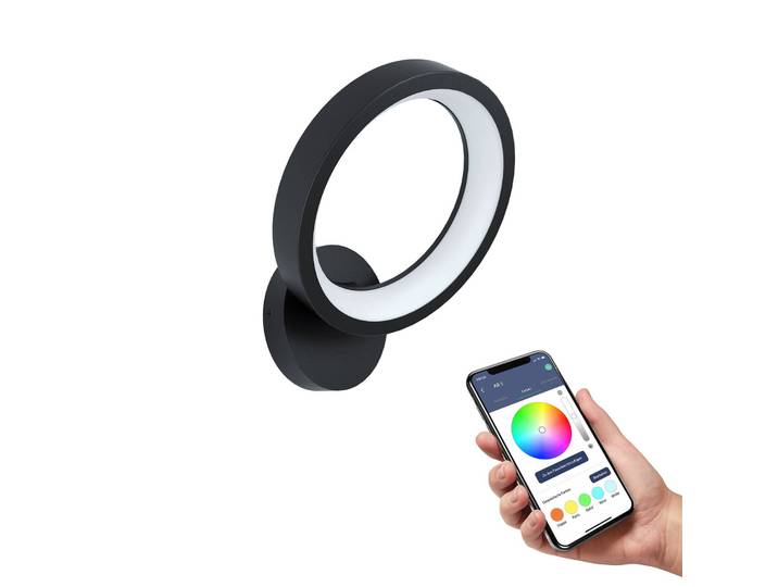 EGLO connect Marghera-Z LED-Wandleuchte Connect Marghera-Z, dimmbar, schwarz, für Wohn- / Esszimmer, Metall, Modern