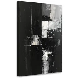 WANDBILD, Dunkle Abstraktion in Schwarz und Grau mit malerischer Textur