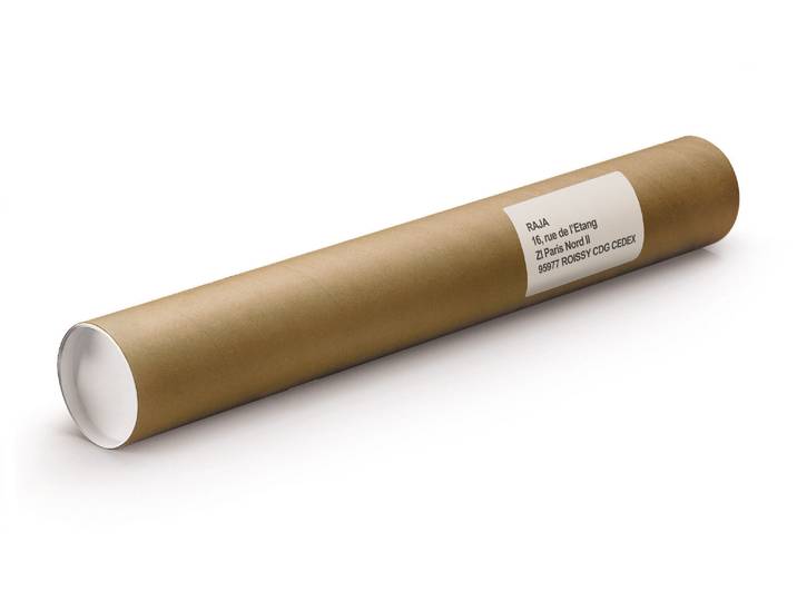 RAJA Tube d'expédition rond en carton brun avec capuchons - Diamètre 80 x L.650 mm - Lot de 25