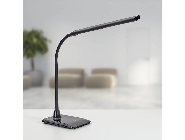 Maul LED Tischleuchtelampe MAULpirro, dimmbar, schwarz, für Arbeitszimmer / Büro, Aluminium, Modern