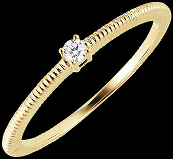 Edenly FraÃ®cheur Ring - Bearbeiteter SolitÃ¤r - Gelbgold 18 Karat und Diamant