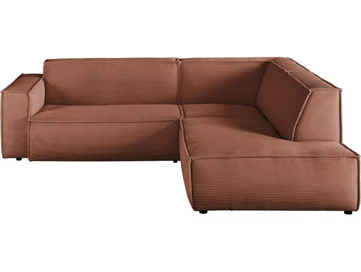 3C Candy Ecksofa Matteo in elegant, kubischer Formensprache, bequem, L-Form, mit auffälliger Kedernaht, Cord-Bezug, Lounge-Charakter