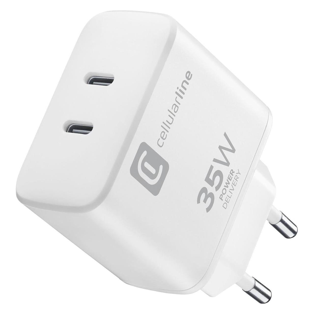 Cellularline Dual Charger 35W (35 W, 2 Ports) (ACHIPHUSB2PD35WW)