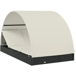 vidaXL Sonnenliege für 2 Personen mit Runddach Schwarz 211x112x140 cm