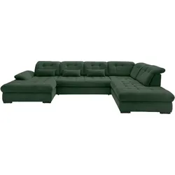 Wohnlandschaft Rigatti Dunkel Grün Cord mit Bettkasten