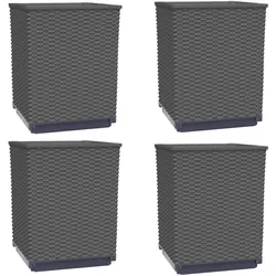vidaXL Pflanzkübel 4 Stk. Schwarz 30x30x37 cm Polypropylen