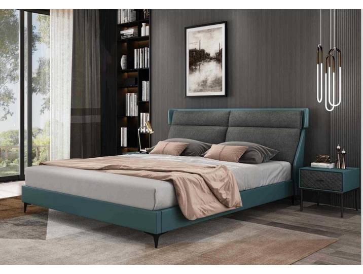 Xlmoebel Polsterbett Klassisches Luxus-Bett aus Leder und Textil in elegantem Design (Bettgestell, 1-tlg., Bett), Hergestellt in Europa