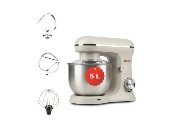 Girmi IM21W Küchenmaschine 5 L, 1500 W max, 10 Stufen + Pulse, Gesso Knetmaschine mit Edelstahlschüssel und 10 Geschwindigkeitsstufen für Teige, Cremes und Mischungen
