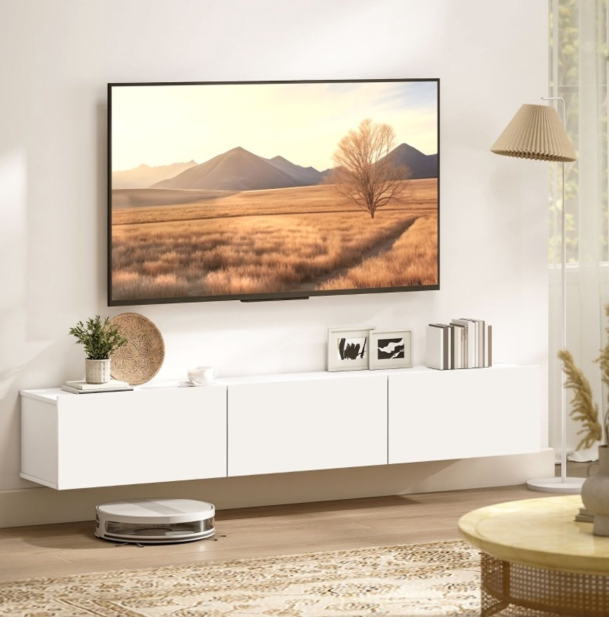 MODENUIT Tv Meubel met 3 Soft-close Laden - Wit - Wandmontage
