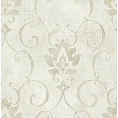 Seabrook Designs Brielle Damask Unpasted Wallpaper