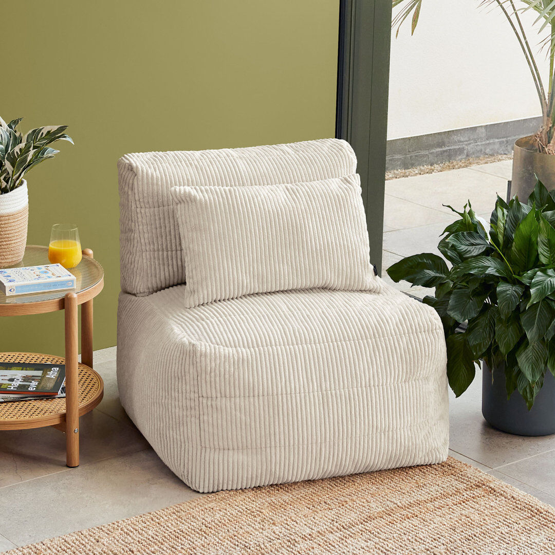 Isabelle & Max icon Noa Modular Bean Bag High Back Chair, Jumbo Cord, Stone Cream