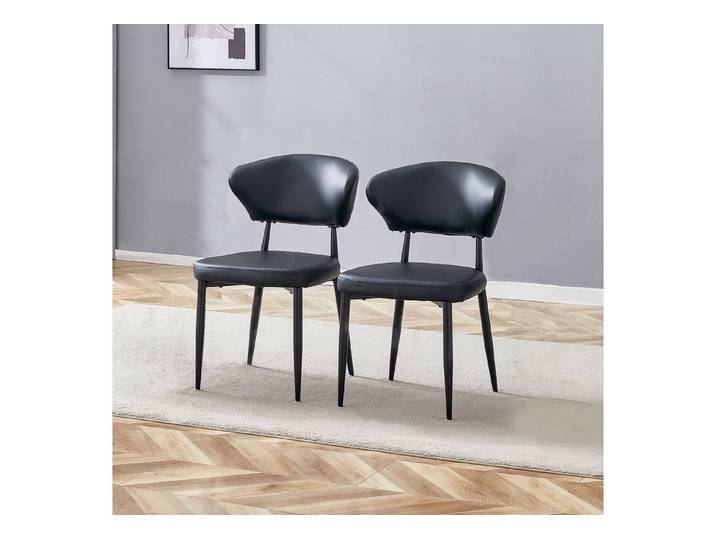 Fine Life Pro Esszimmerstuhl 2 Esszimmerstühle schwarz, gebogene Rückenlehne, ergonomisch, Komfortabel, im Paket mit 2 Stühlen