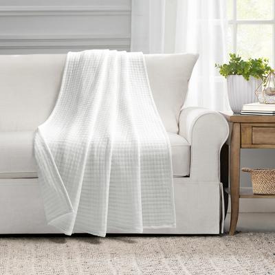 Lush Decor Solid Kantha Pick Stitch Yarn Dyed Cotton Woven Throw Blanket