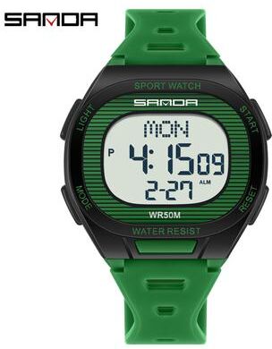 DynamicDeals Luxury Digital Watch For Men And Women, LED Waterproof Sports Watch, Multifunctional Military Style green