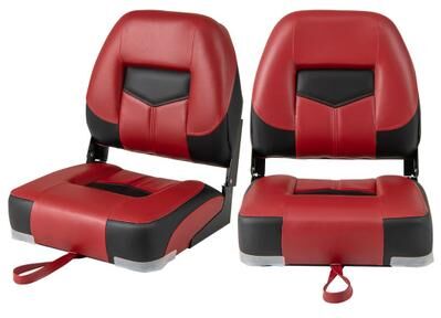 Costway Set of 2 Folding Low Back Fishing Boat Seats with Stainless Steel Screws-Red