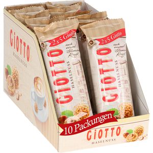 Giotto Waffeln Haselnuss-Gebäckspezialität, Milchcreme & Haselnüsse, einzeln verpackt, 516 g, 12x 10 Stück