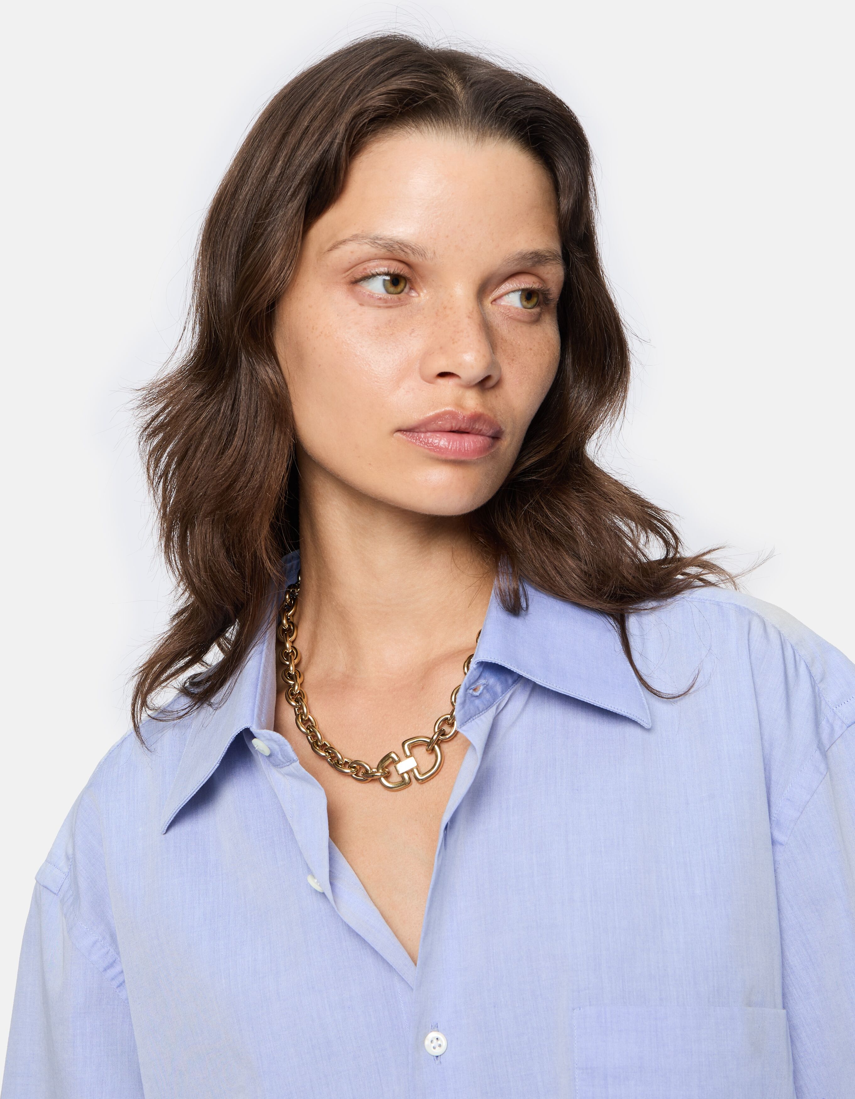 Kette mit Anhänger LIEBESKIND BERLIN "Schmuck Geschenk Edelstahl Halskette The D-Link Statement", gold (gelbgoldfarben), Halsketten, Edelstahl, L: 45 B: 6mm, Kette mit Anhänger, B:6mm