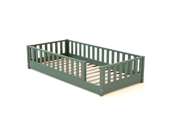 JURABABY - Lit au sol enfant en bois SONHO - 90x190 Vert - 90x190