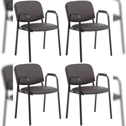 CLP 4er Set Stapelstühle Ken Pro Kunstleder braun