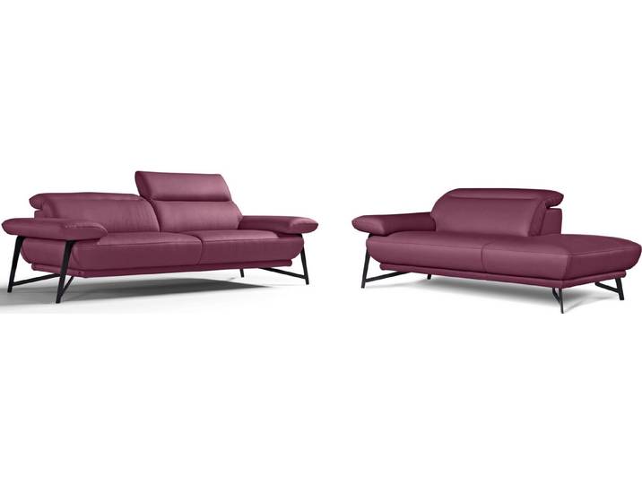 Egoitaliano Sofa Anais, Design mit hohem Sitzkomfort, Fußfarbe schattengrau, Set, Kopfteil verstellbar, Leder NUVOLE, violett