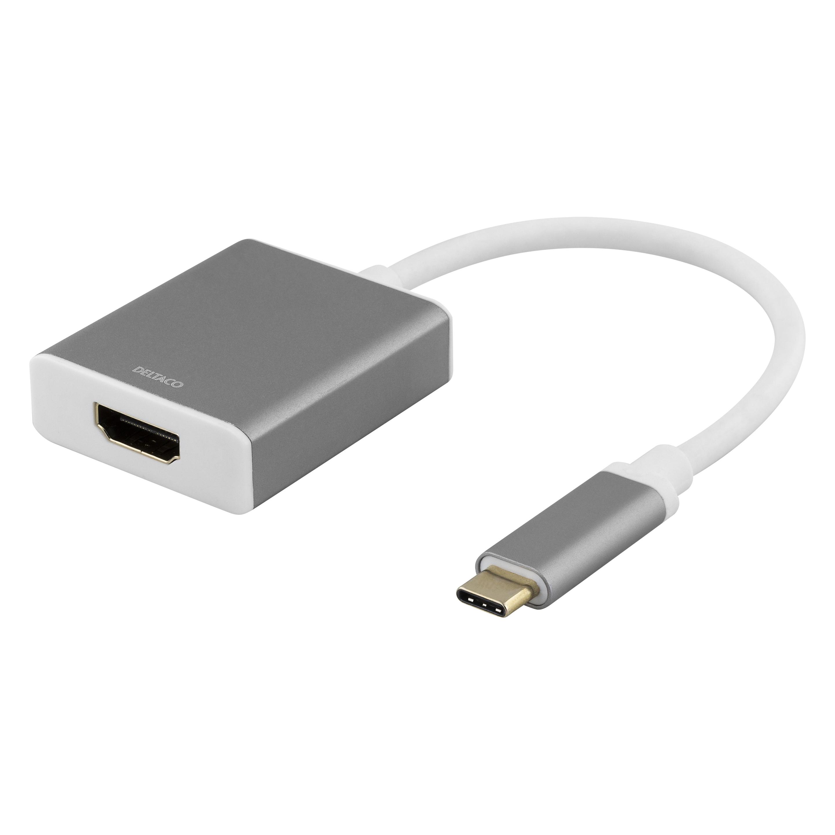 Deltaco USBC-HDMI9 video cable adapter USB Type-C HDMI Grey (HDMI) (USBC-HDMI9)