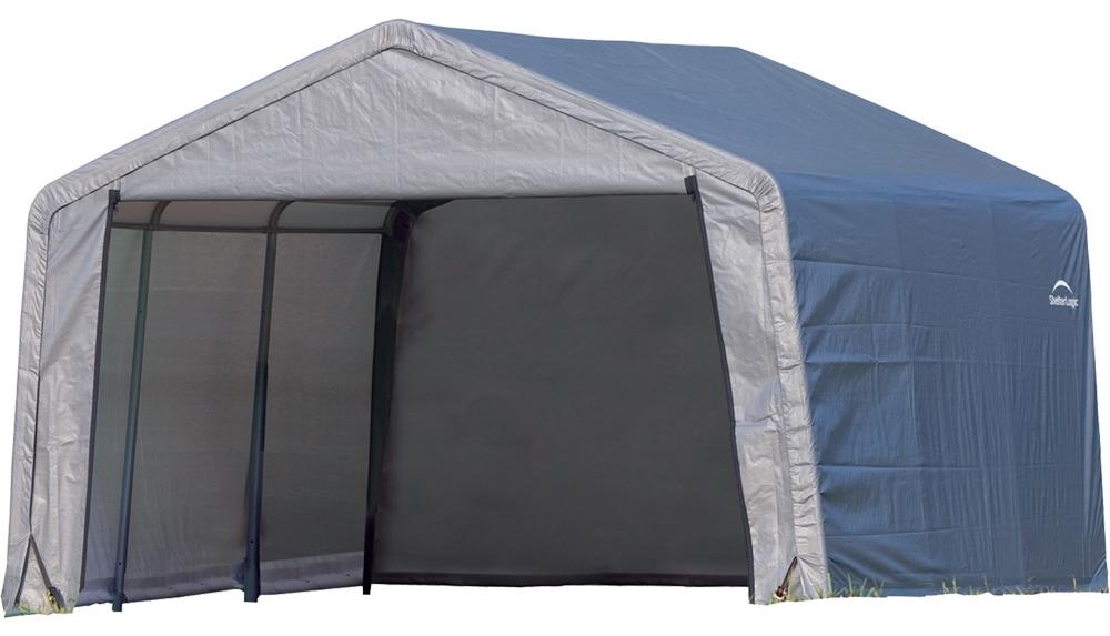 ShelterLogic Folien Weidezelt Zeltgarage Grau 370x370x260 cm